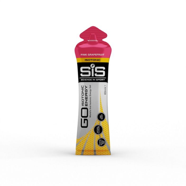 GO Isotonic energiageeli Pink Grapefruit Helppokayttoinen, ei tarvitse vetta lisaksi. 22g nopeasti imeytyvaa