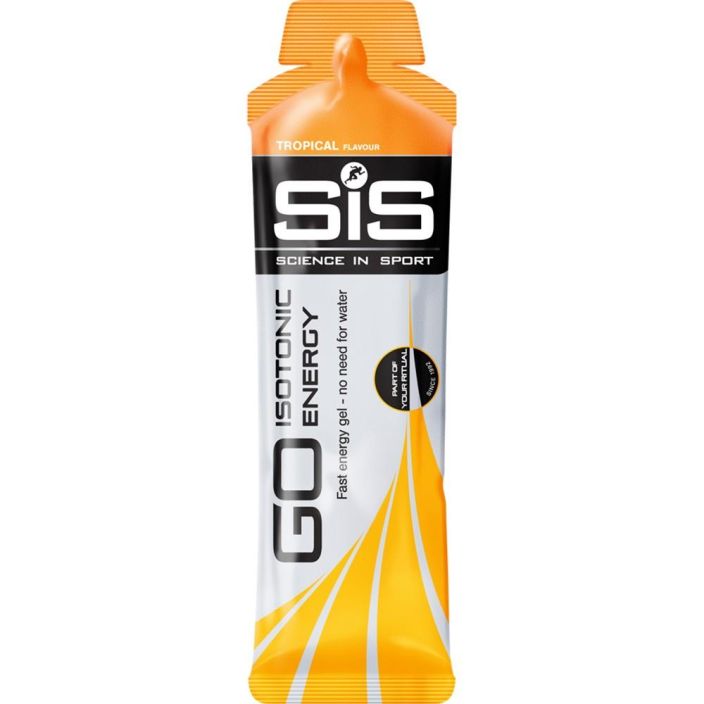 GO Isotonic energiageeli Tropical Helppokayttoinen, ei tarvitse vetta lisaksi. 22g nopeasti imeytyvaa hiilihydraattia.