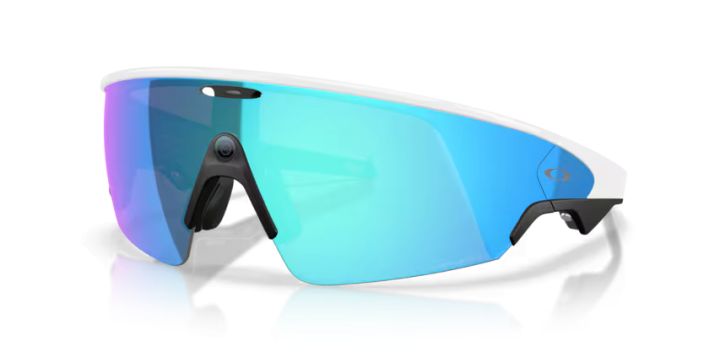 Oakley Meta Vanguard White Prizm Sapphire Sisaanrakennettu Meta AI toimii Garmin*-alykellojen ja -pyorailytietokoneiden
