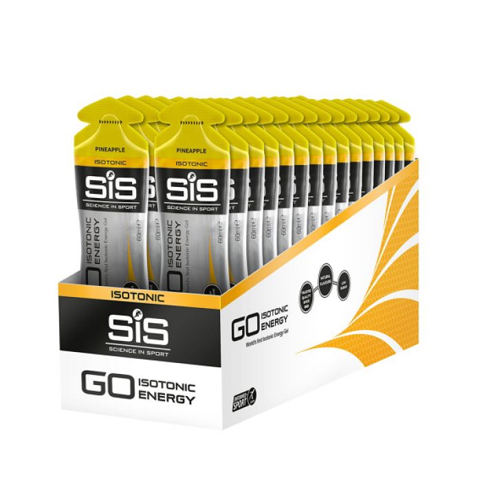 GO Isotonic energiageeli Pineapple laatikko Helppokayttoinen, ei tarvitse vetta lisaksi. 22g nopeasti imeytyvaa
