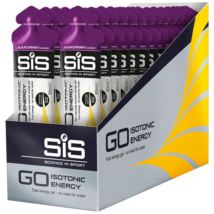 GO Isotonic energiageeli Blackcurrant laatikko Helppokayttoinen, ei tarvitse vetta lisaksi. 22g nopeasti imeytyvaa